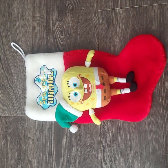 Spongebob Squarepants 2005 Christmas Stocking Plush 15" long Vintage - Picture 1 of 9